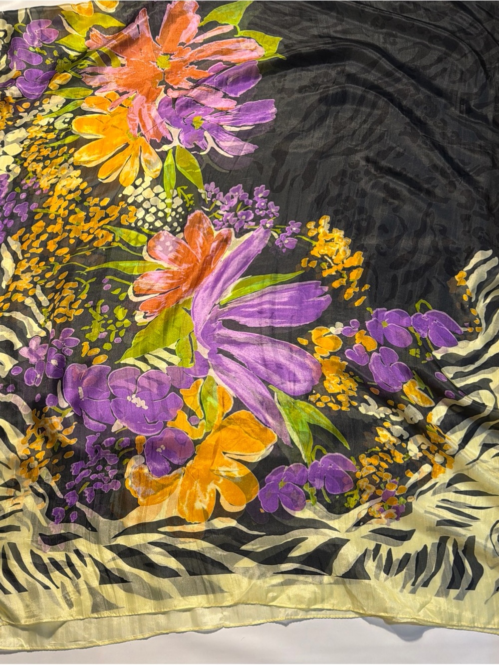 Dana Xu 100% Silk Oversized Floral Scarf/Shawl Rectangle NWT 88”/43”